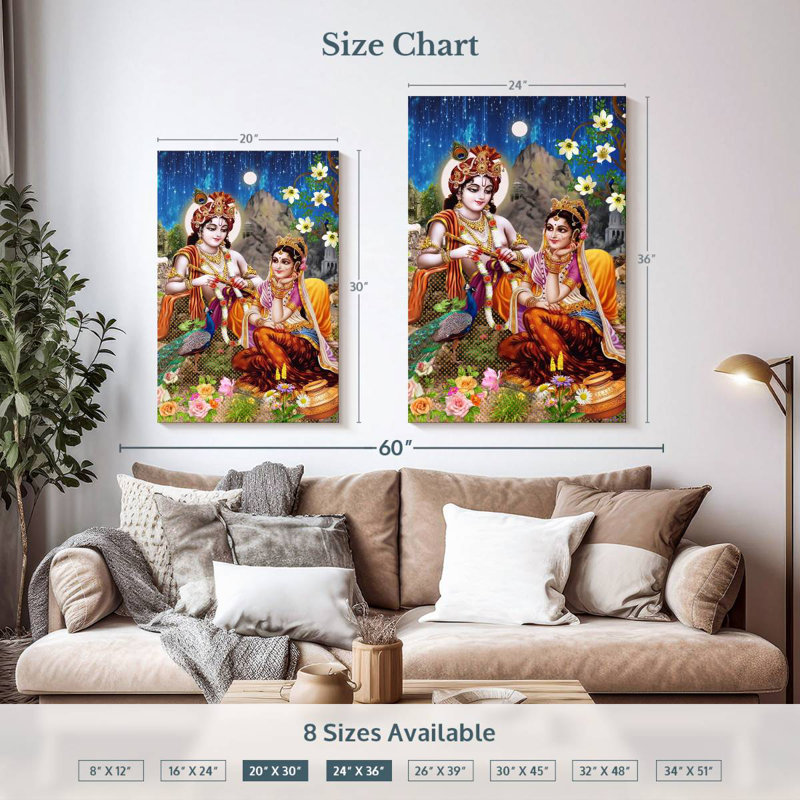 Adella Lovers Radha And Krishna, 36" H x 24" W