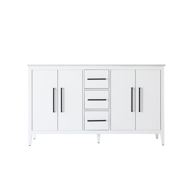 Meuble-lavabo double 60 po, Blanc