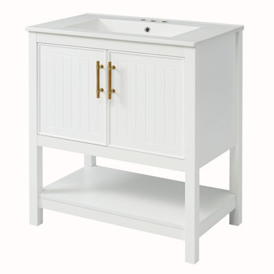 Meuble-lavabo blanc 30 po avec lavabo en céramique