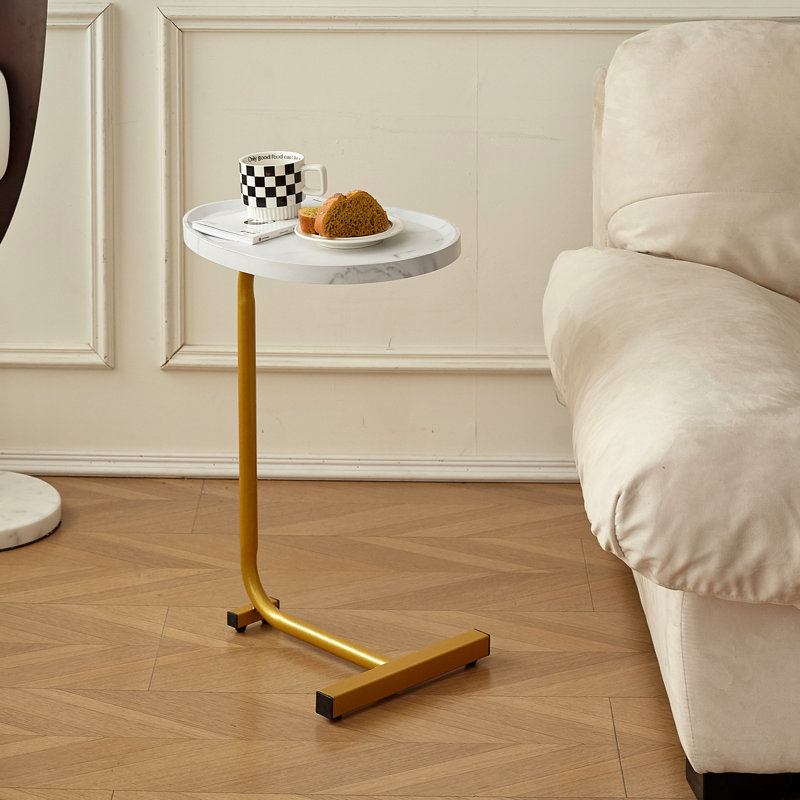 Table d'appoint blanche - S'adapte bien aux meubles avec une extrémité compacte de 4,68 lb pour les petits espaces et une structure en métal de 23,42 po de hauteur