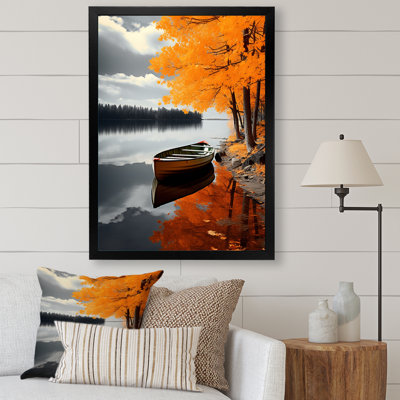 Orange Lakehouse Reflections Of Solitude III - impressions d'art de chalet