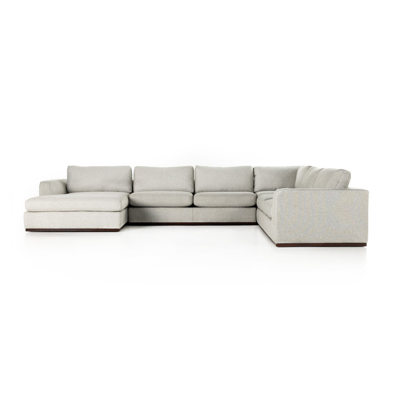 Colt 161" Wide Genuine Leather Left Hand Facing Sofa & Chaise, Right Hand Facing, Aldred Silver Polyester Blend