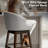 Swivel 31.9'' Faux Leather Bar Stool with Solid Wood Legs, Gray-2069069577-2057144389