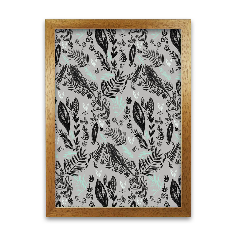 Inky Jungle Pattern by Laura Irwin - Print, Oak Framed, 84cm H x 59.4cm W x 3cm D