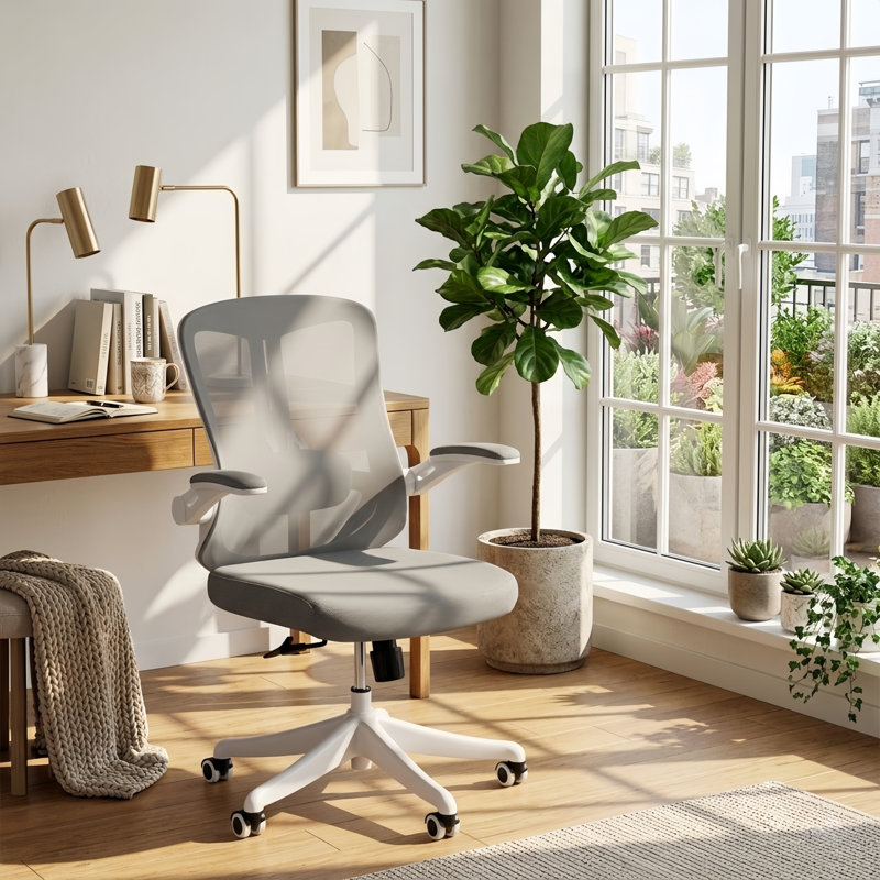 Fauteuil de bureau ergonomique Norberta Home, Gris, Blanc