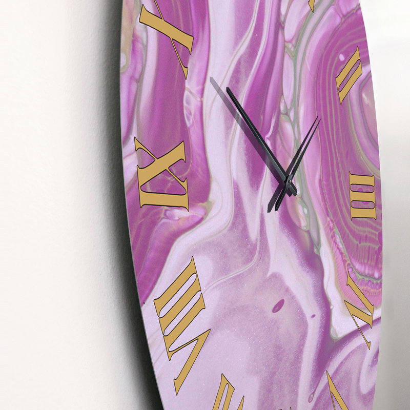 Horloge murale rose - vagues de marbre rose I, Grand