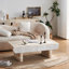 Mid-Century Modern Coffee Table with Faux Marble Top and Fluted Drawer, Brown Finish