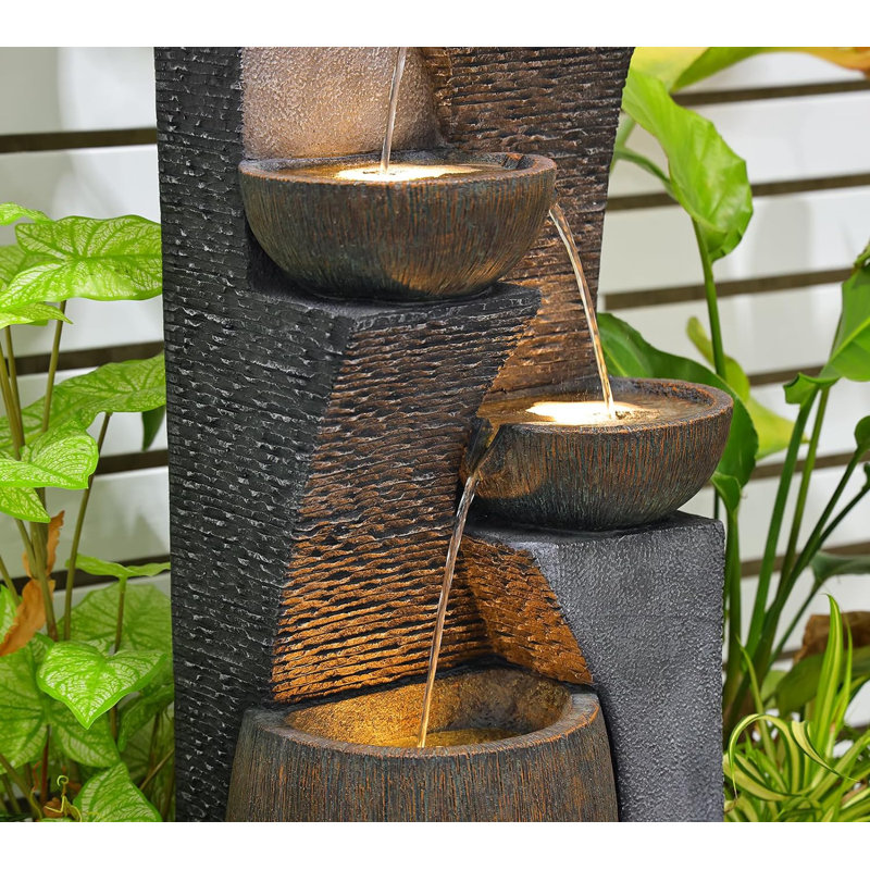 Friedrika Hand Crafted Weather Resistant Floor Fountain with Light