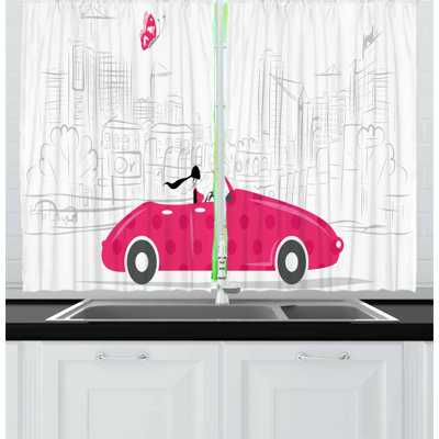 Cars 2 Piece Kitchen Curtain