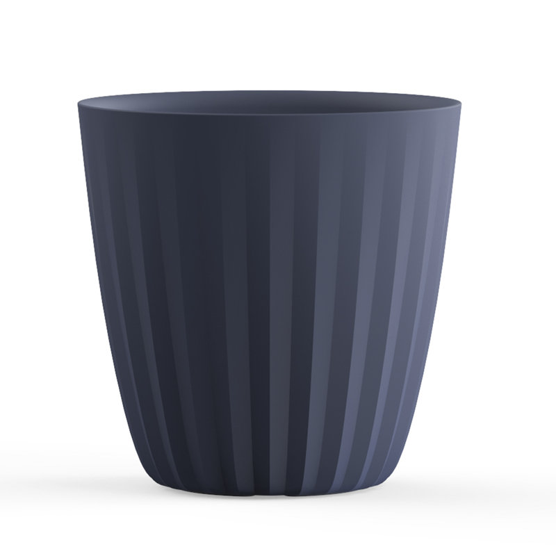 Crescent Garden Pleat Modern Round Pot Planter, Slate, 23" H x 23" W x 23" D