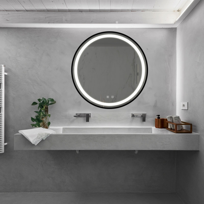 Miroir de salle de bain à DEL, cadre en alliage d'aluminium