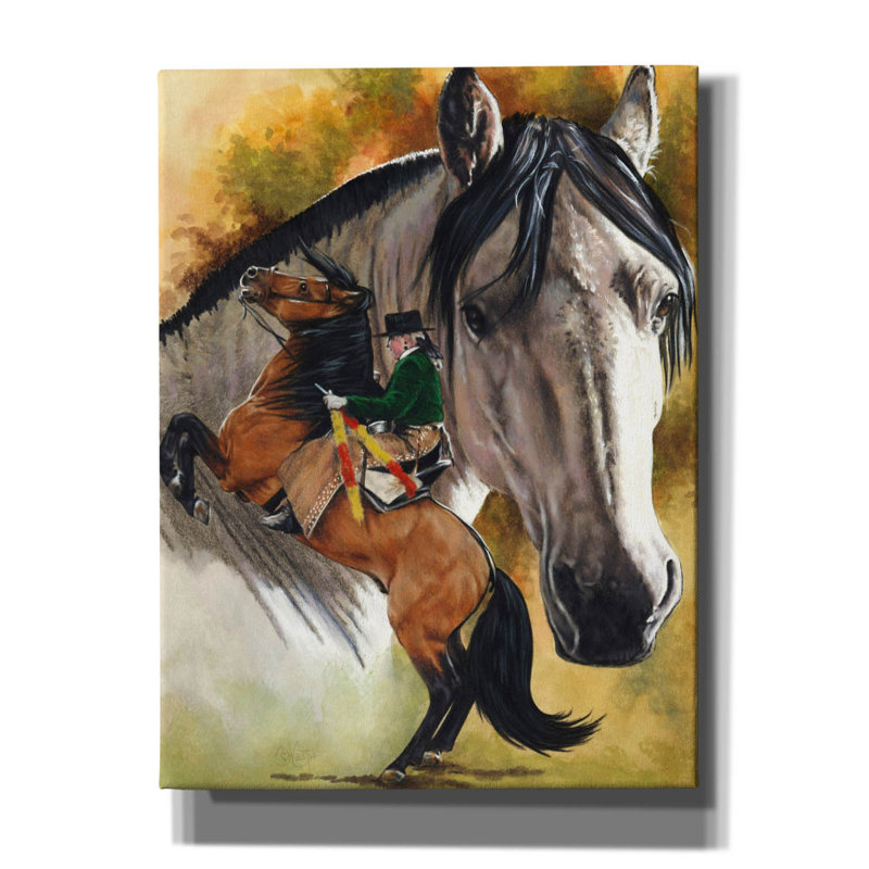 Lusitanien sur toile par Barbara Keith, H 16 po x l 12 po x P 0,75 po
