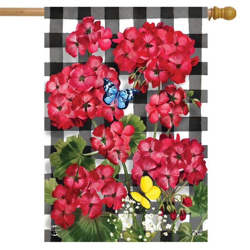 Checkered Geraniums House Flag