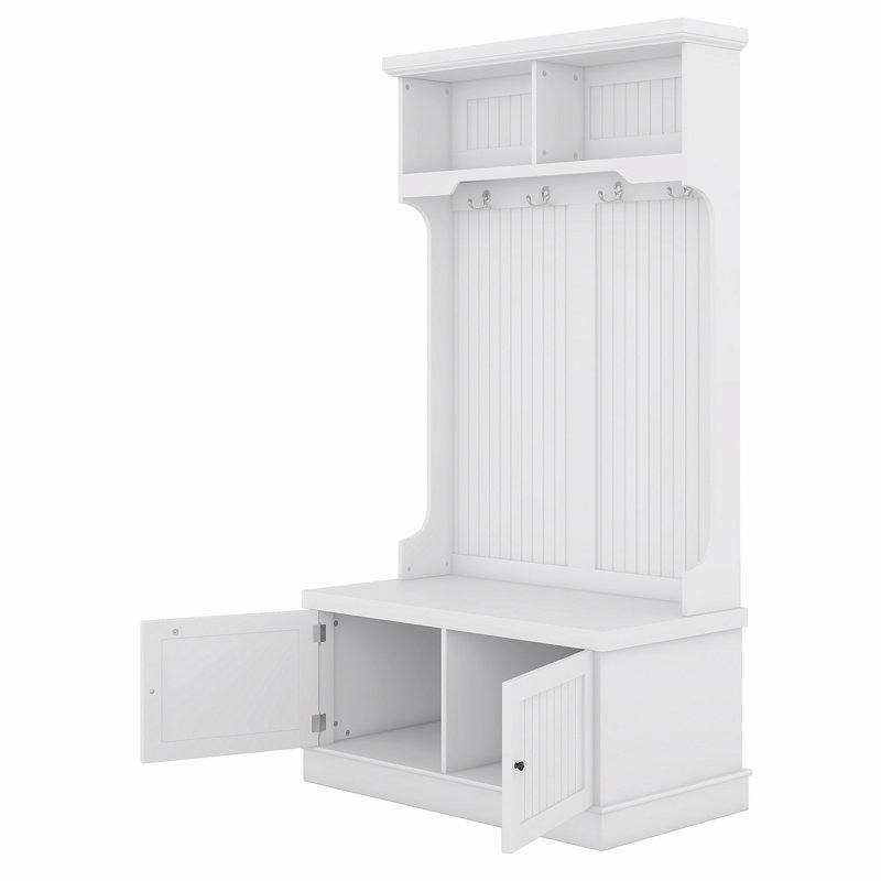 Artondale Hall Tree with Bench and Shoe Storage Coat Rack, White