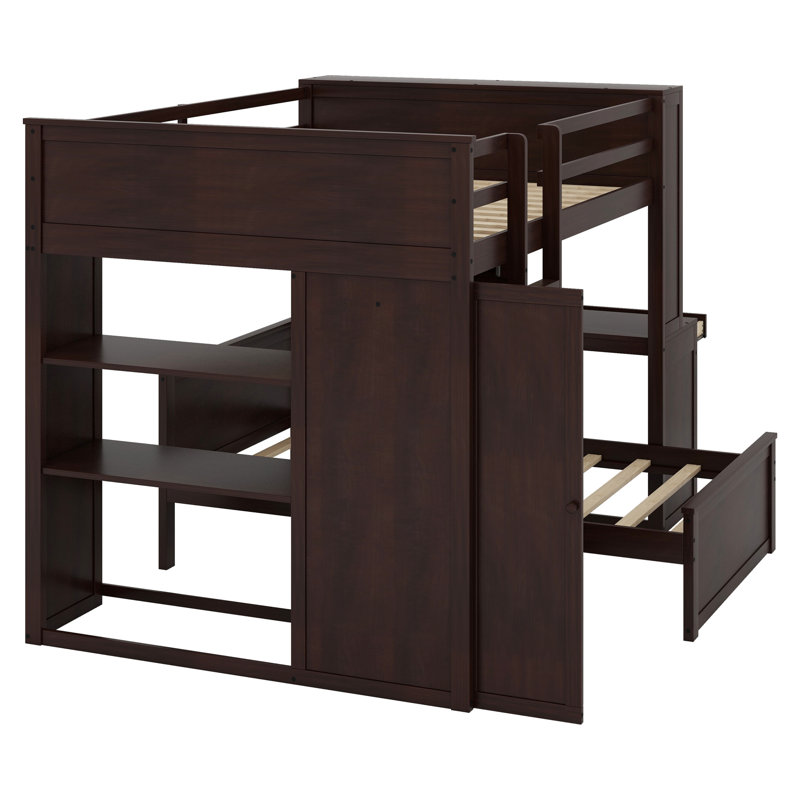 Joal Kids Full Bunk Bed with Drawers, Espresso