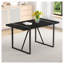 Table de salle à manger 55 pouces texturée noire avec pieds rectangulaires incrustés en métal - Table de cuisine rectangulaire minimaliste moderne pour petits espaces-1624724082-1624724087