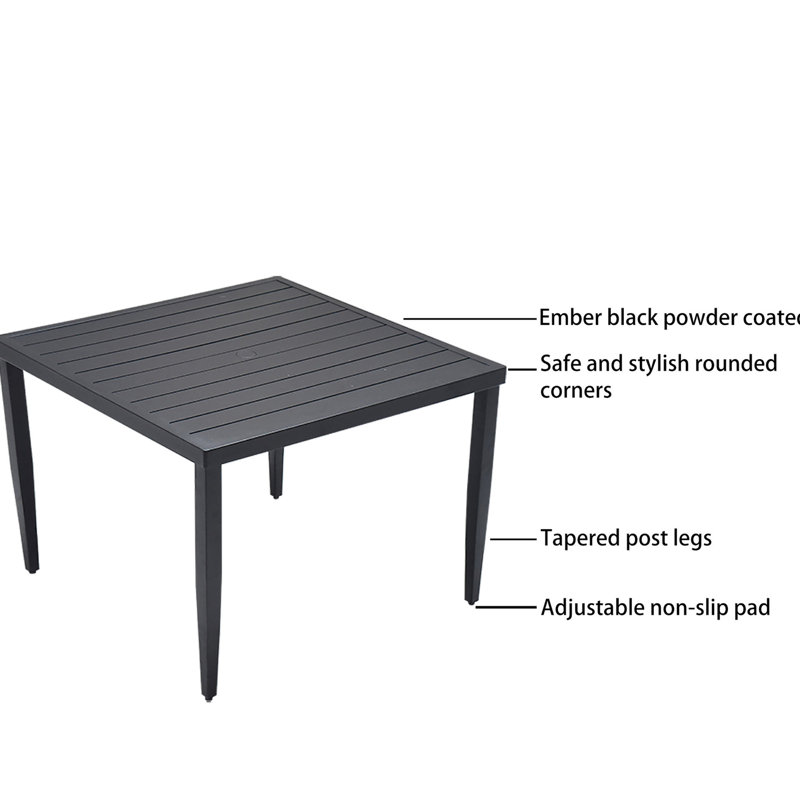 Table de salle à manger Ember Black Patio 40 po x 40 po