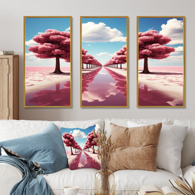 «Pink Tree Path Universe In Parallel - Science Fiction», art mural