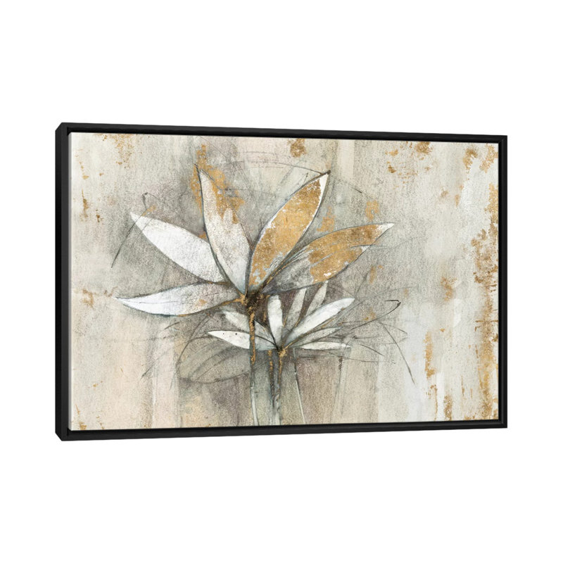 Golden Windflowers, reproduction d'art sur toile, H 18 po x l 26 po x P 1,5 po, Toile avec cadre flottant noir, Pas de tapis