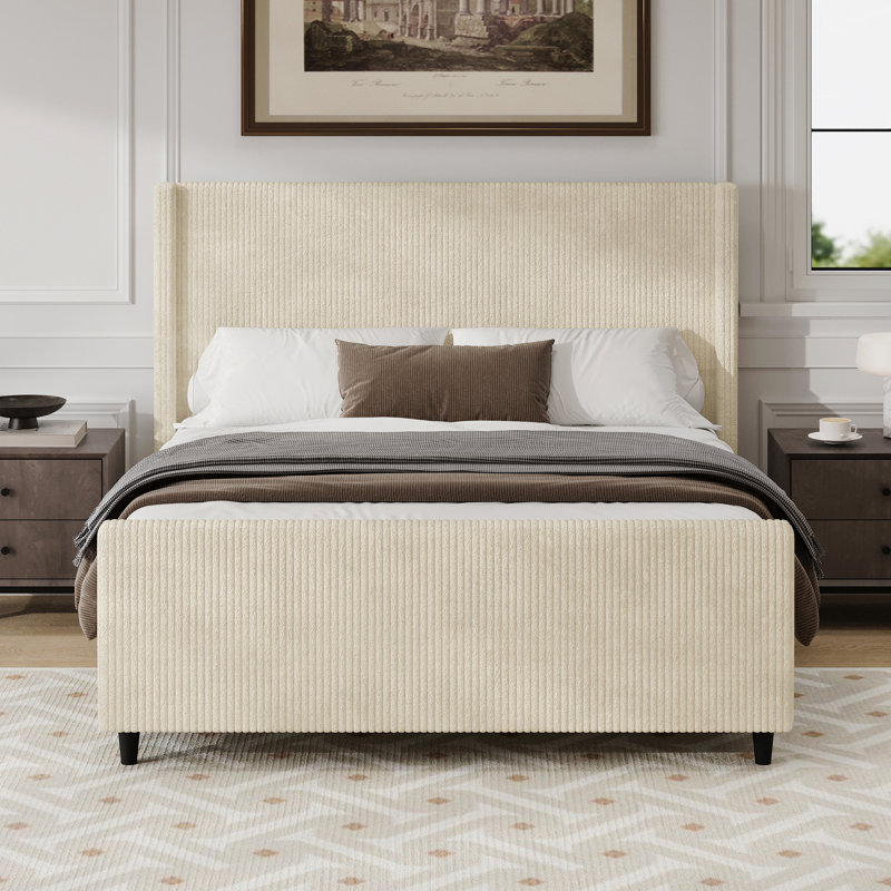 Structure de lit tapissier en velours, Grand lit