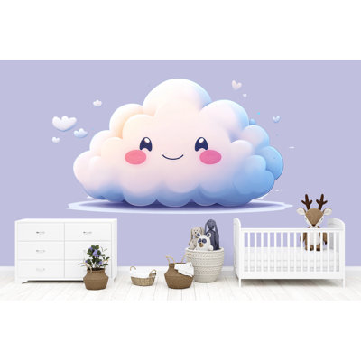 Adhésif mural souriant nuage, art mural de chambre de bébé mignon, décor de chambre de bébé, décalque mural pastel nuage