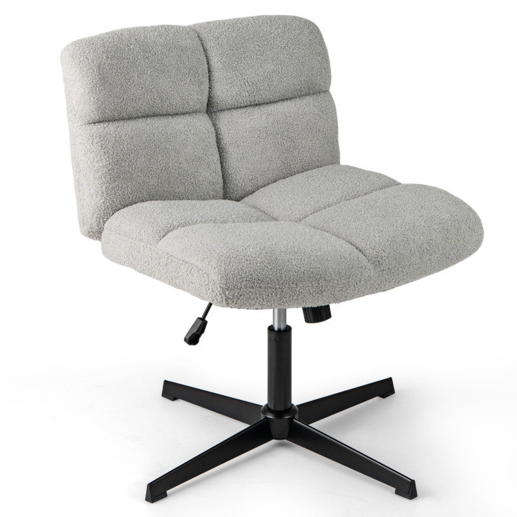 Fauteuil de bureau sans accoudoirs, siège croisé, recouvert de polaire d'agneau, hauteur 77,5-90 cm