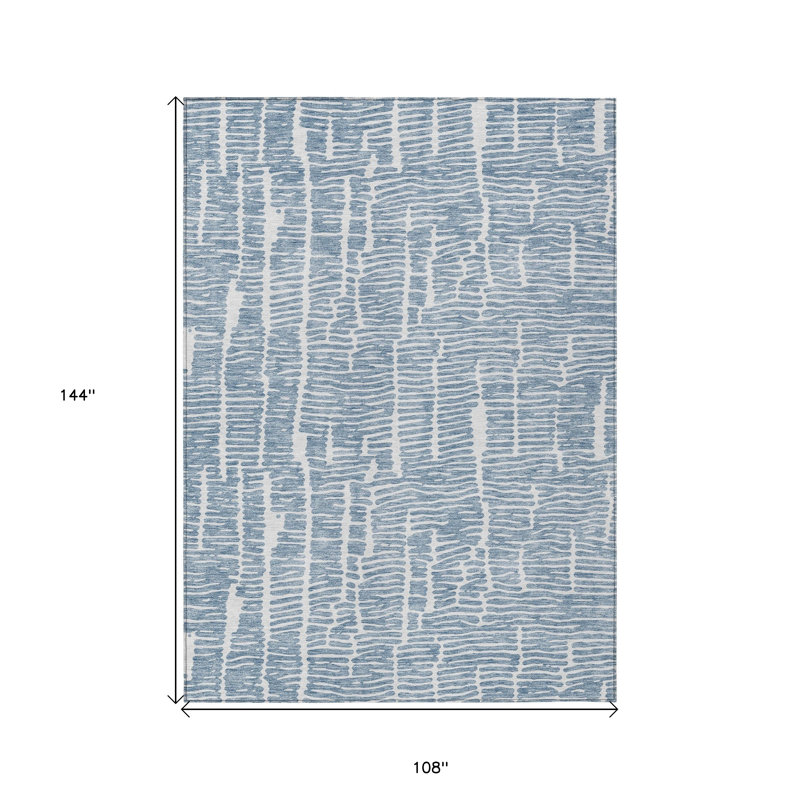 Ivory Abstract Washable Indoor Outdoor Area Rug, Rectangle 9' X 12'