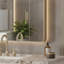 Miroir de salle de bain rond arrondi en or brossé, résistant à la rouille et durable, à fixer au mur (horizontal et vertical).