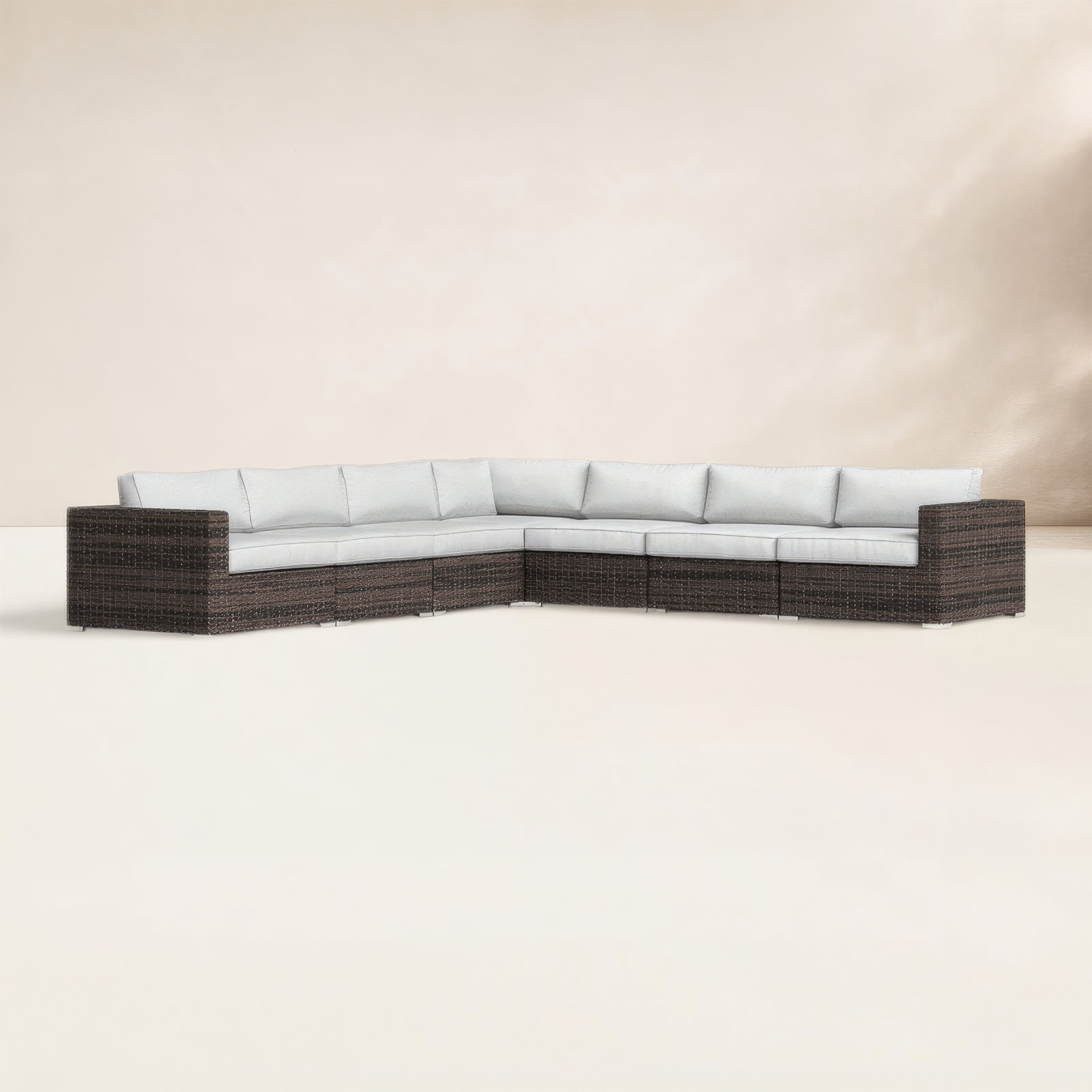 Foxtrot Fully Assembled 122'' Wide Outdoor Wicker Patio Sectional with Cushions, Canvas Canvas Sunbrella® Canvas