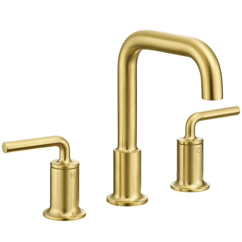 Widespread 2-handle Bathroom Faucet with Drain Assembly, Gold