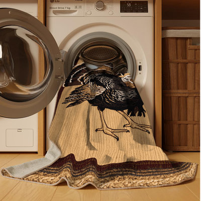 Washable Wild Turkey Birds Area Rug
