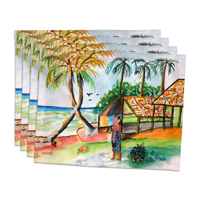 Ensemble de 4 napperons Palms & Woman