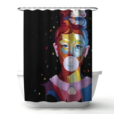 Shower Curtain FI68 – Polyester Shower Curtain, Dye Sublimation Print, 71" W × 74" L