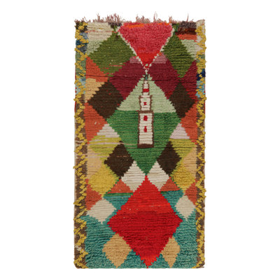 One-of-a-Kind 3'3" X 6'3" 1940s Wool Area Rug