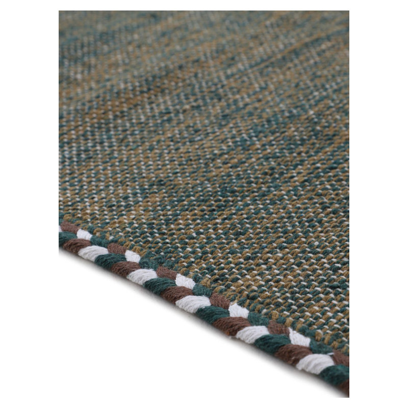 Azizi Striped Hand Woven Cotton Green Rug, Runner 80 x 500cm