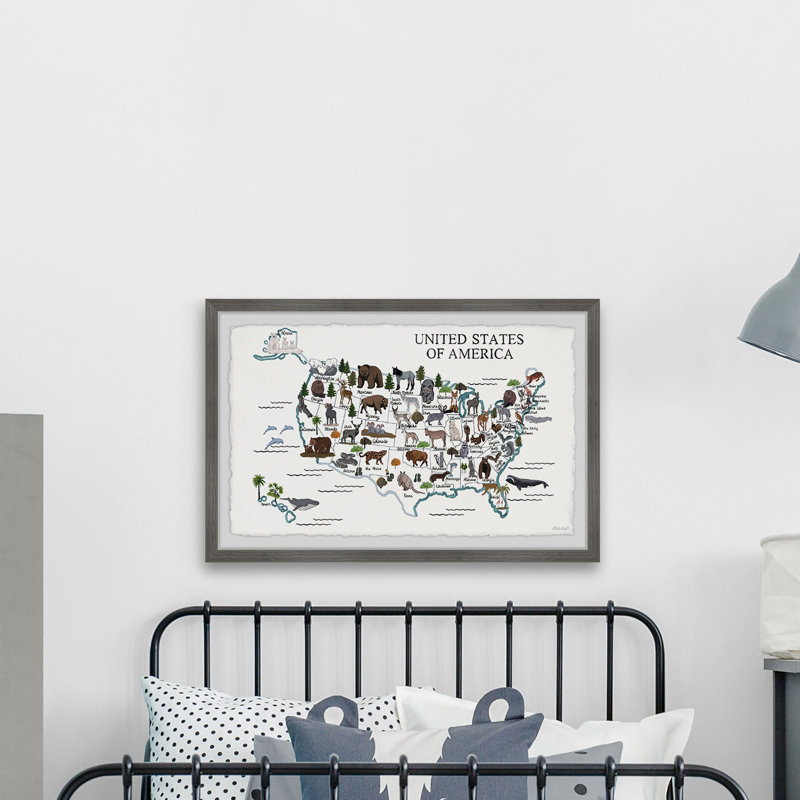 Reproduction encadrée «US Animals», H 20 po x l 30 po x P 1,5 po