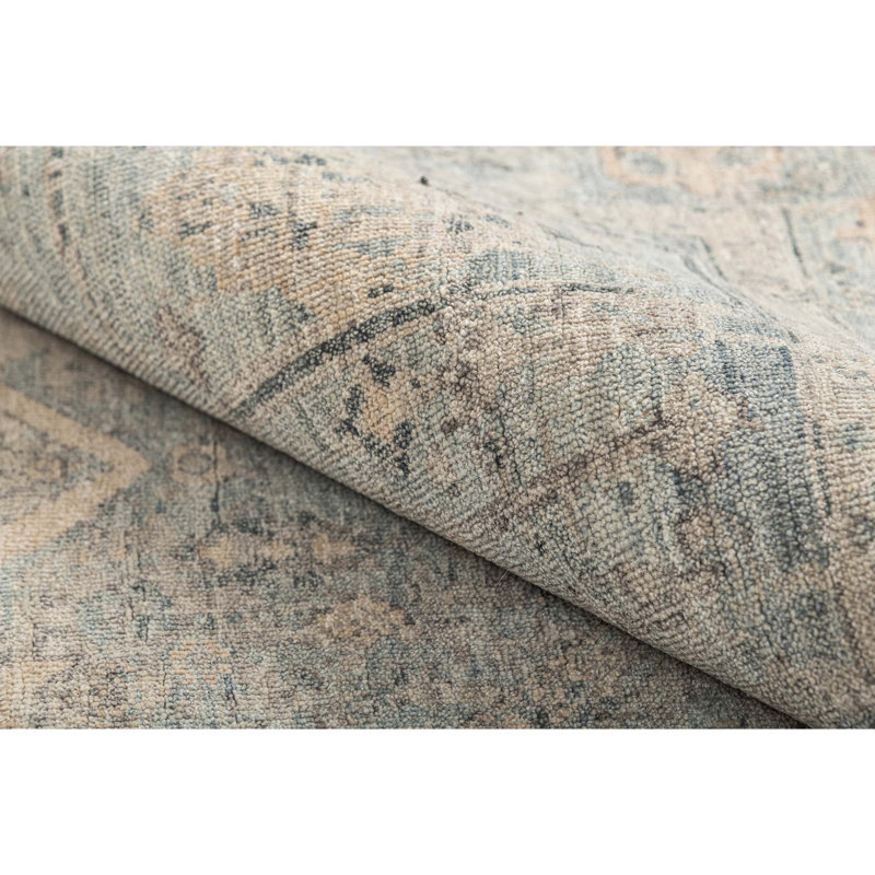 Hand Knotted Wool Oriental Area Rug in Blue/Gray, Rectangle 5' x 8'