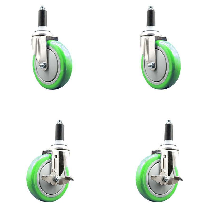 Ensemble de roulettes extensibles 5 pouces 316SS, Vert