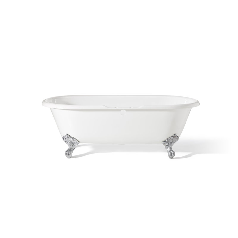 Regal 61'' L Soaking Bathtub, Chrome, White Interior with White Exterior