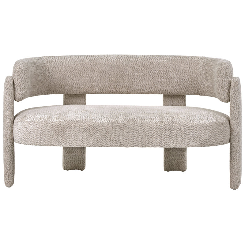 Permelia 2 Seater Chenille Loveseat, Beige Chenille, Beige