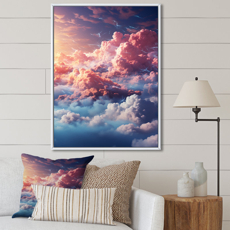 Rose bleu ciel céleste beauté estompée III - impression d'art mural paysage et nature, Cadre flottant blanc