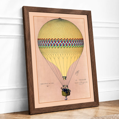 Hot Air Balloon Engineering Vintage 1 Piece Single Picture Frame Wall Art