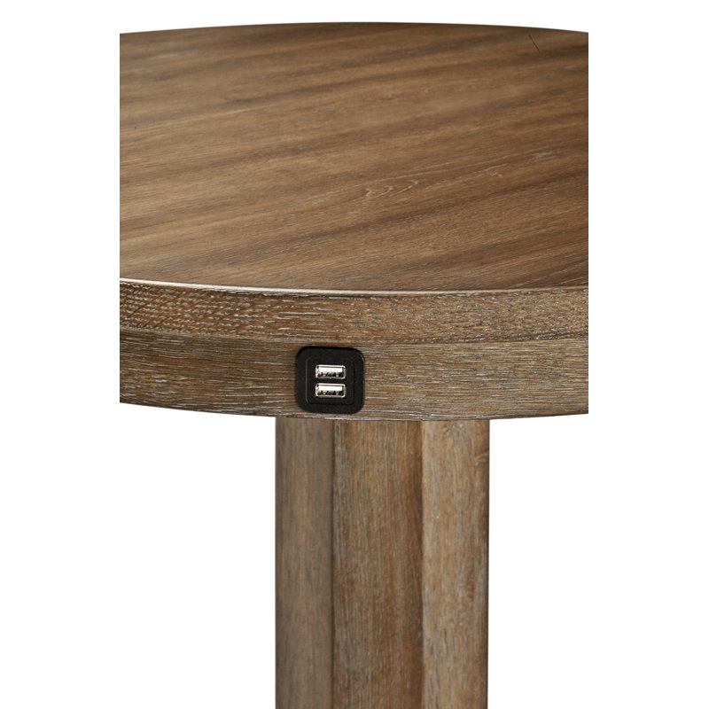 Round Solid Wood Base Dining Table, Rustic Dark Brown