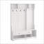 Arbre d'entrée avec portemanteau, banc de rangement et amp; Panneau perforé bricolage | Blanc | Panneau de fibres à densité moyenne + fer-251545261