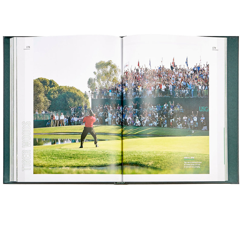 Graphic Image Tiger Woods: Celebrating 25 Years on the PGA Tour, Coffee Table Book, Leather, Green
