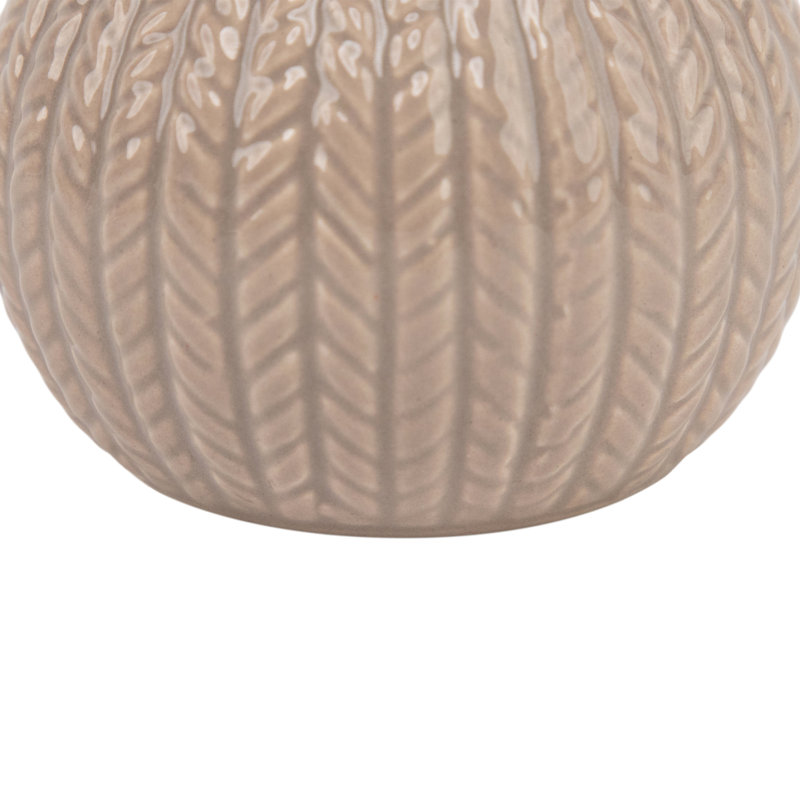 Porte-bougie de Noël en céramique tricoté, Beige, H 2,5 po x l 3,25 po x P 3,25 po