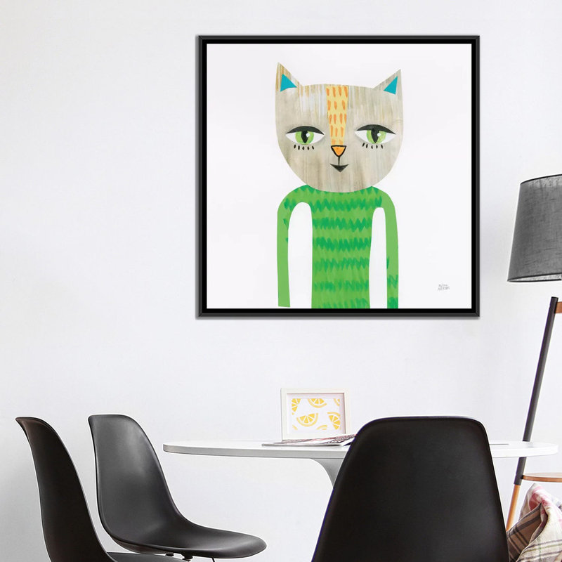 Art sur toile cool chats iii', H 18 po x l 18 po x P 1,5 po, Toile avec cadre noir, Pas de tapis