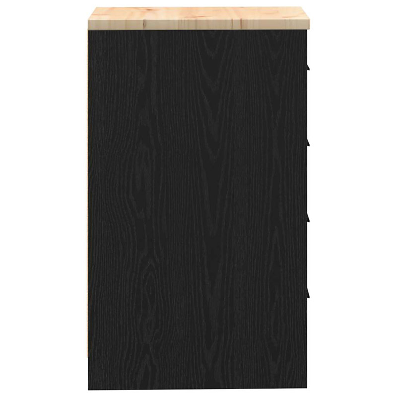 Solid Wood Single Storage Cabinet ( 85cm H x 40cm W x 51cm D), Black