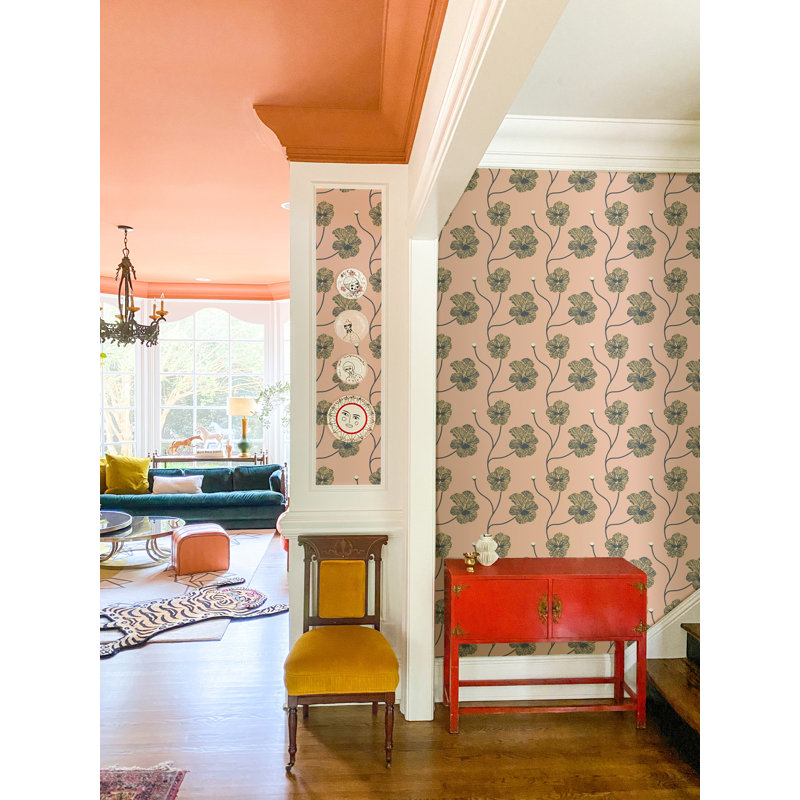 Flourish Wallpaper, Sunset Blush Floral, Non-Pasted