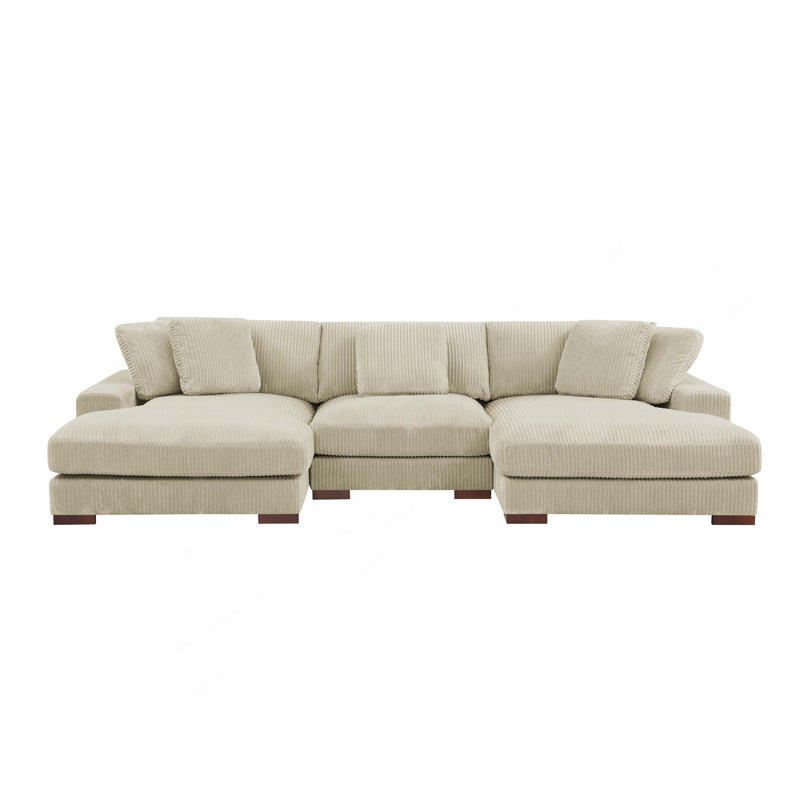 Grand canapé modulaire à double assise en velours côtelé Large Seating, Beige